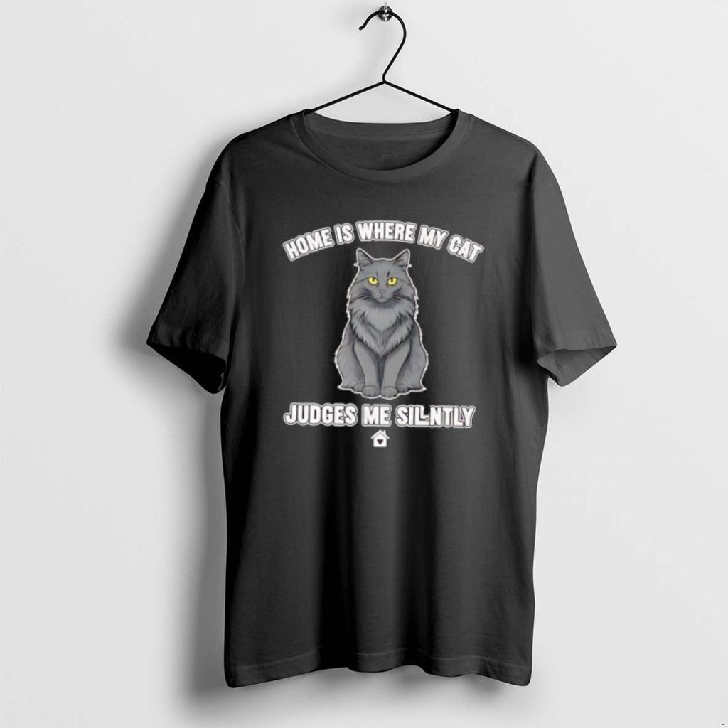 Official Home Is Where My Cat Judges Me Silently - Adult & Kids T-Shirts, Sweatshirts & Hoodies apparel design preview 1