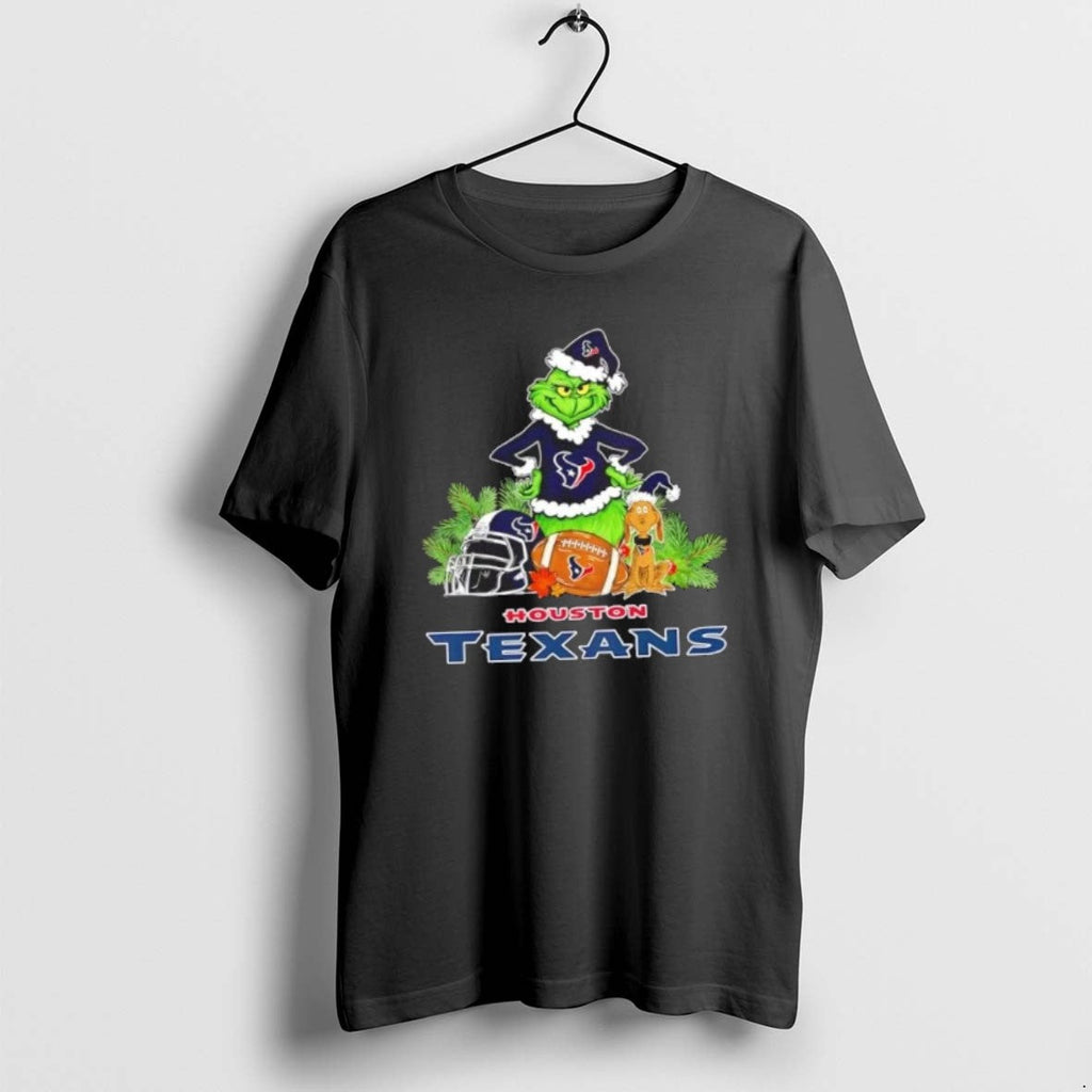 Official Houston Texans Football X Grinch And Max Dog - Adult & Kids T-Shirts, Sweatshirts & Hoodies apparel design preview 1