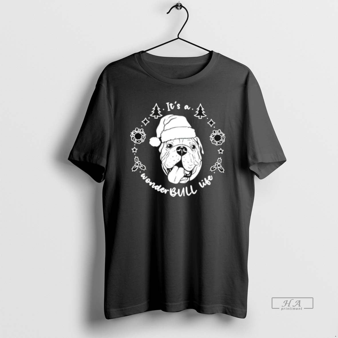 Official Its A Wonder Bull Life Bulldog Santa - Adult & Kids T-Shirts, Sweatshirts & Hoodies apparel design preview 1