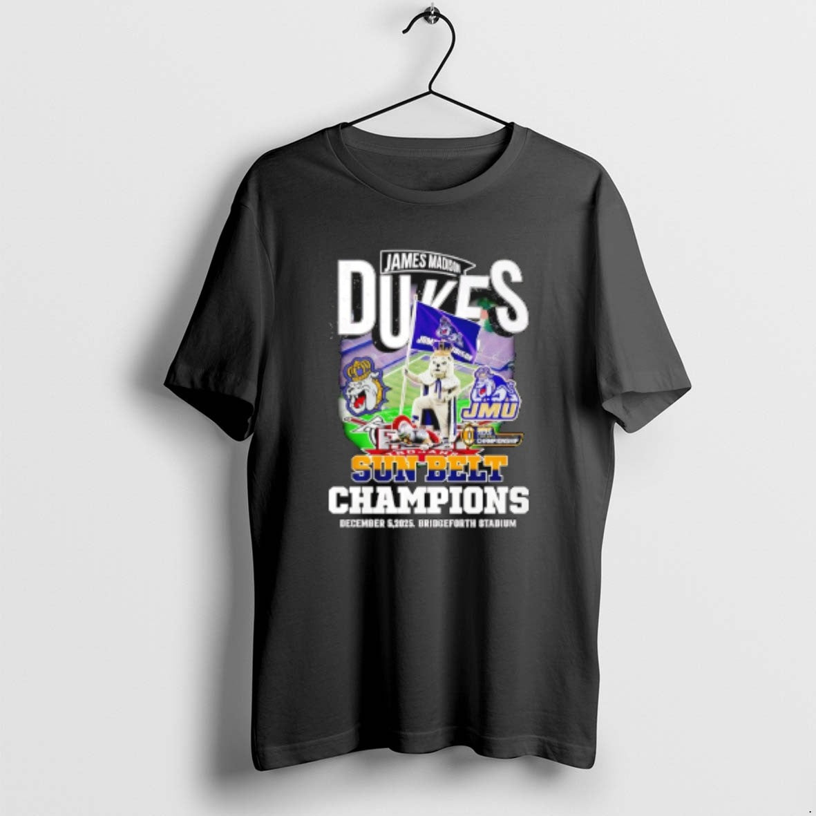 Official James Madison Dukes 2025 Sun Belt Champions - Adult & Kids T-Shirts, Sweatshirts & Hoodies apparel design preview 1