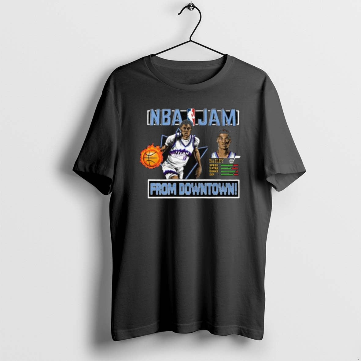 Official Jazz Ace Bailey Nba Jam From Downtown Long - Adult & Kids T-Shirts, Sweatshirts & Hoodies apparel design preview 1