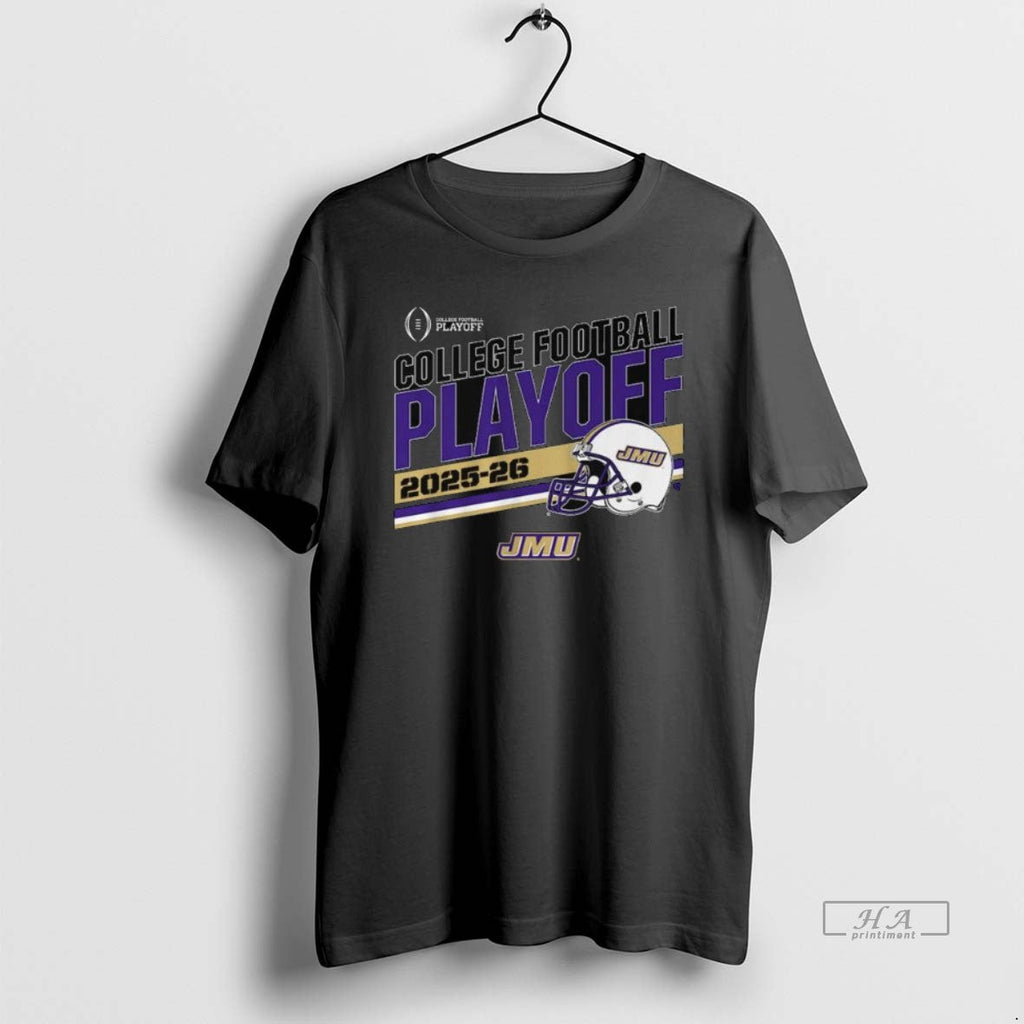 Official Jmu Football 2025 Cfp Stripe Long Sleve - Adult & Kids T-Shirts, Sweatshirts & Hoodies apparel design preview 1