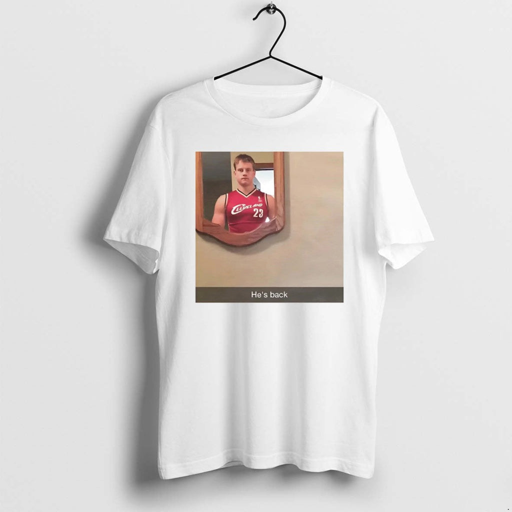 Official Joe Burrow Hes Back Cleveland Cavaliers - Adult & Kids T-Shirts, Sweatshirts & Hoodies apparel design preview 1