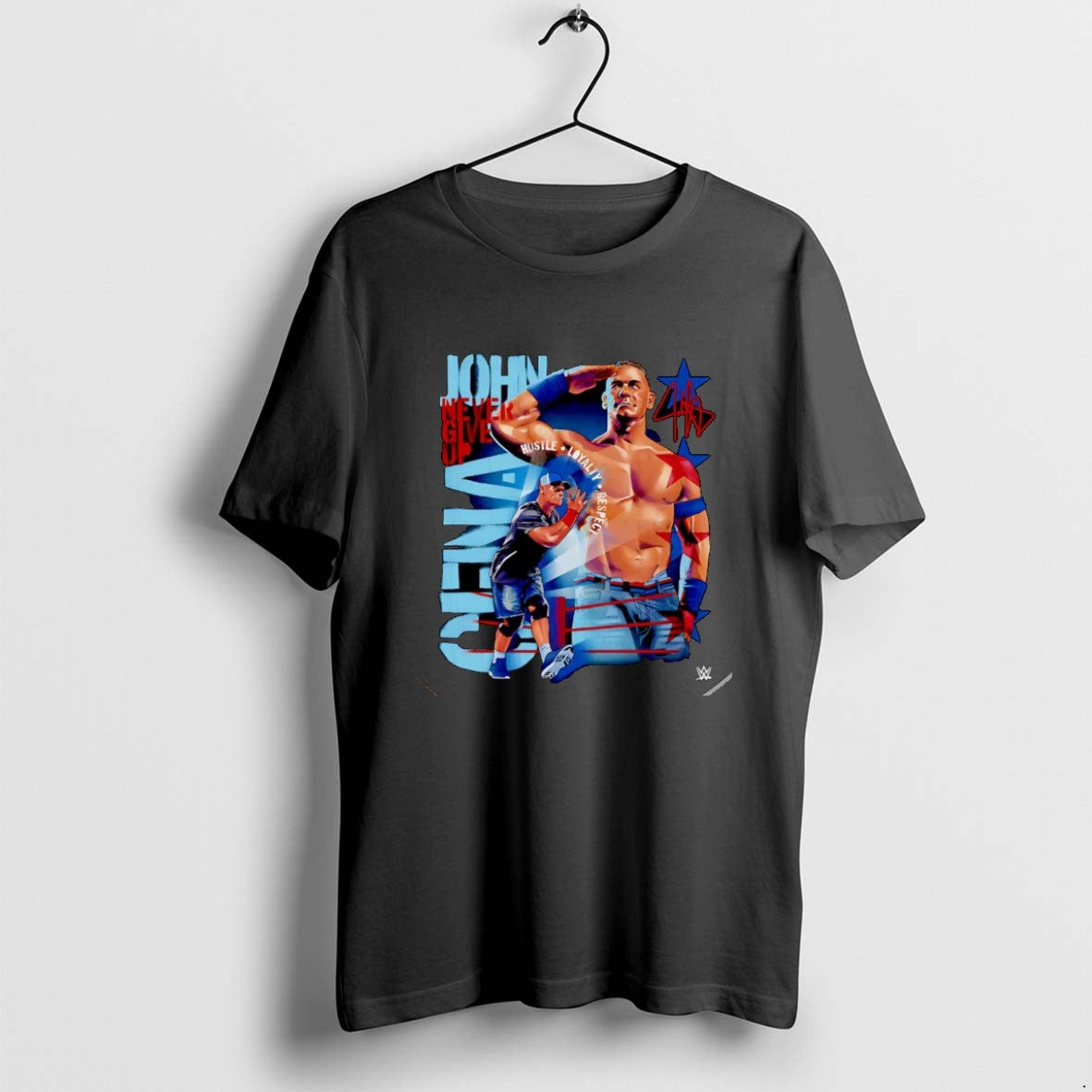 Official John Cena Never Give Up Salute Signature - Adult & Kids T-Shirts, Sweatshirts & Hoodies apparel design preview 1