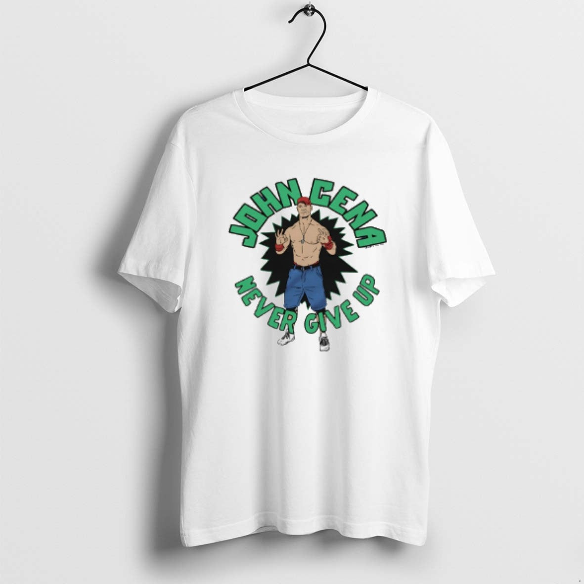 Official John Cena Never Give Up Caricature - Adult & Kids T-Shirts, Sweatshirts & Hoodies apparel design preview 1