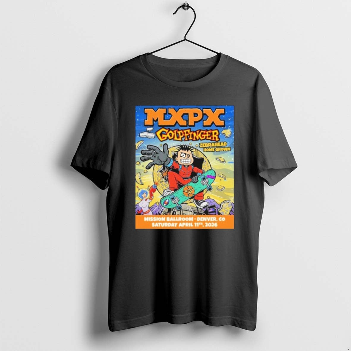 Official Mxpx Goldfinger Mission Ballroom Apr 11 2026 - Adult & Kids T-Shirts, Sweatshirts & Hoodies apparel design preview 1