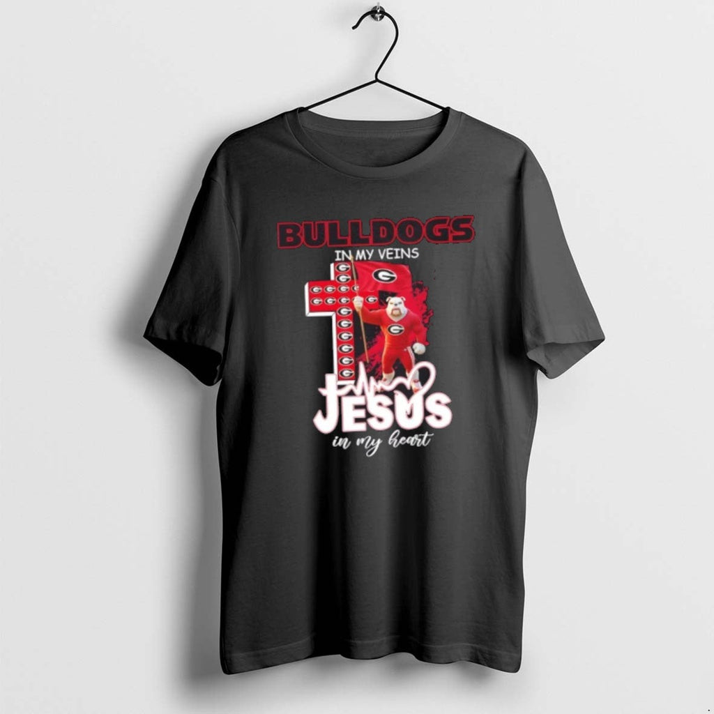 Official Mascots Georgia Bulldogs Flag In My Veins - Adult & Kids T-Shirts, Sweatshirts & Hoodies apparel design preview 1