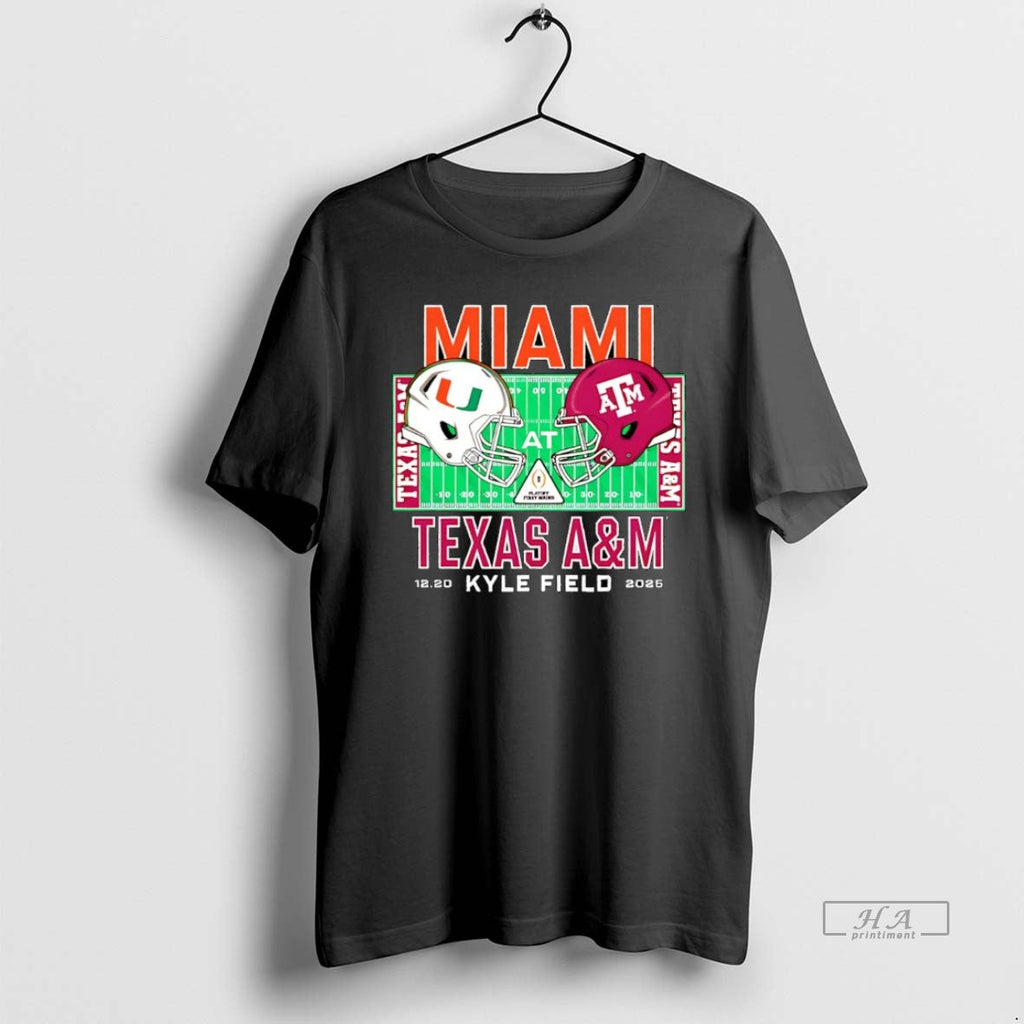 Official Miami Vs Texas Am 2025 College Football - Adult & Kids T-Shirts, Sweatshirts & Hoodies apparel design preview 1