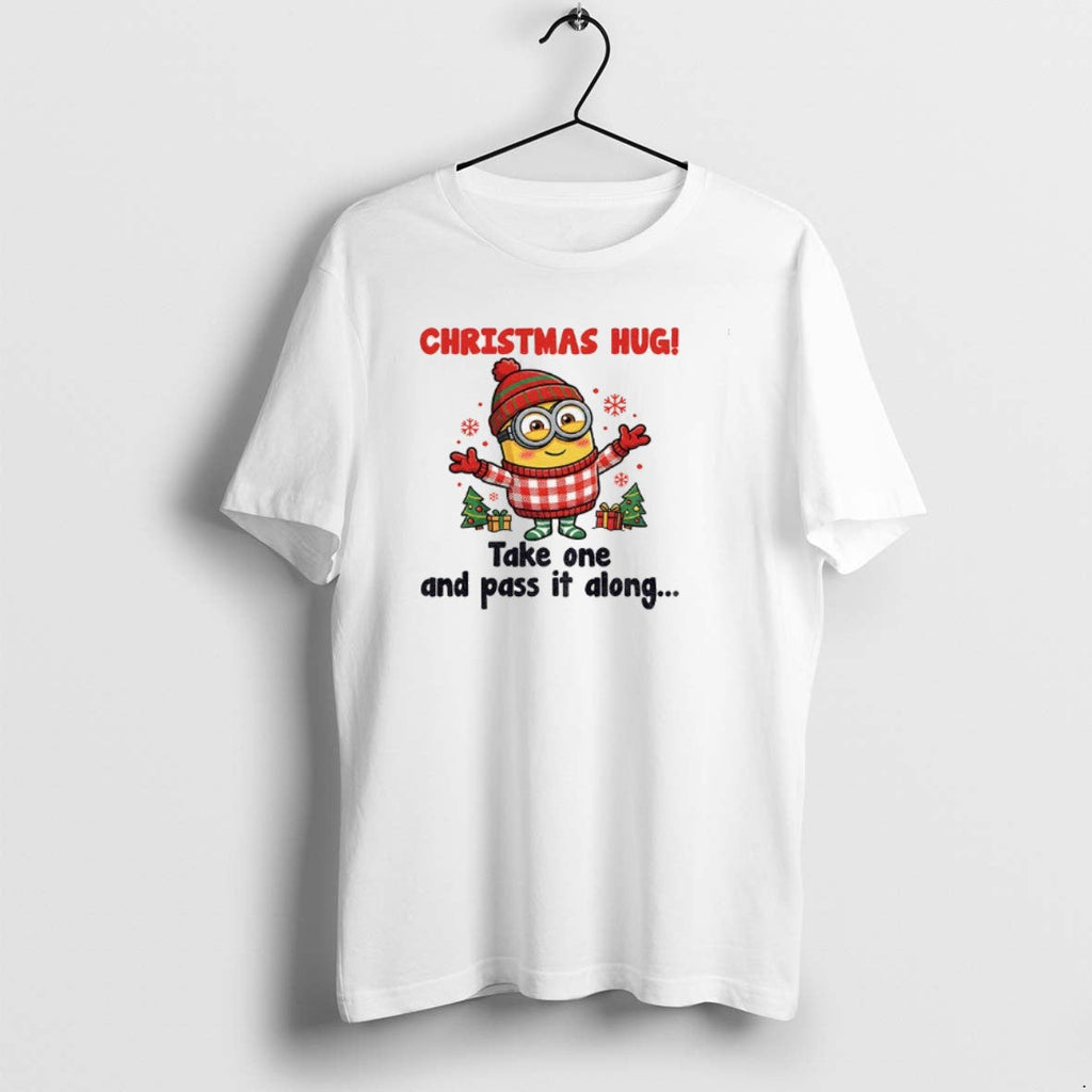 Official Minion Santa Christmas Hug Take One And Pass - Adult & Kids T-Shirts, Sweatshirts & Hoodies apparel design preview 1