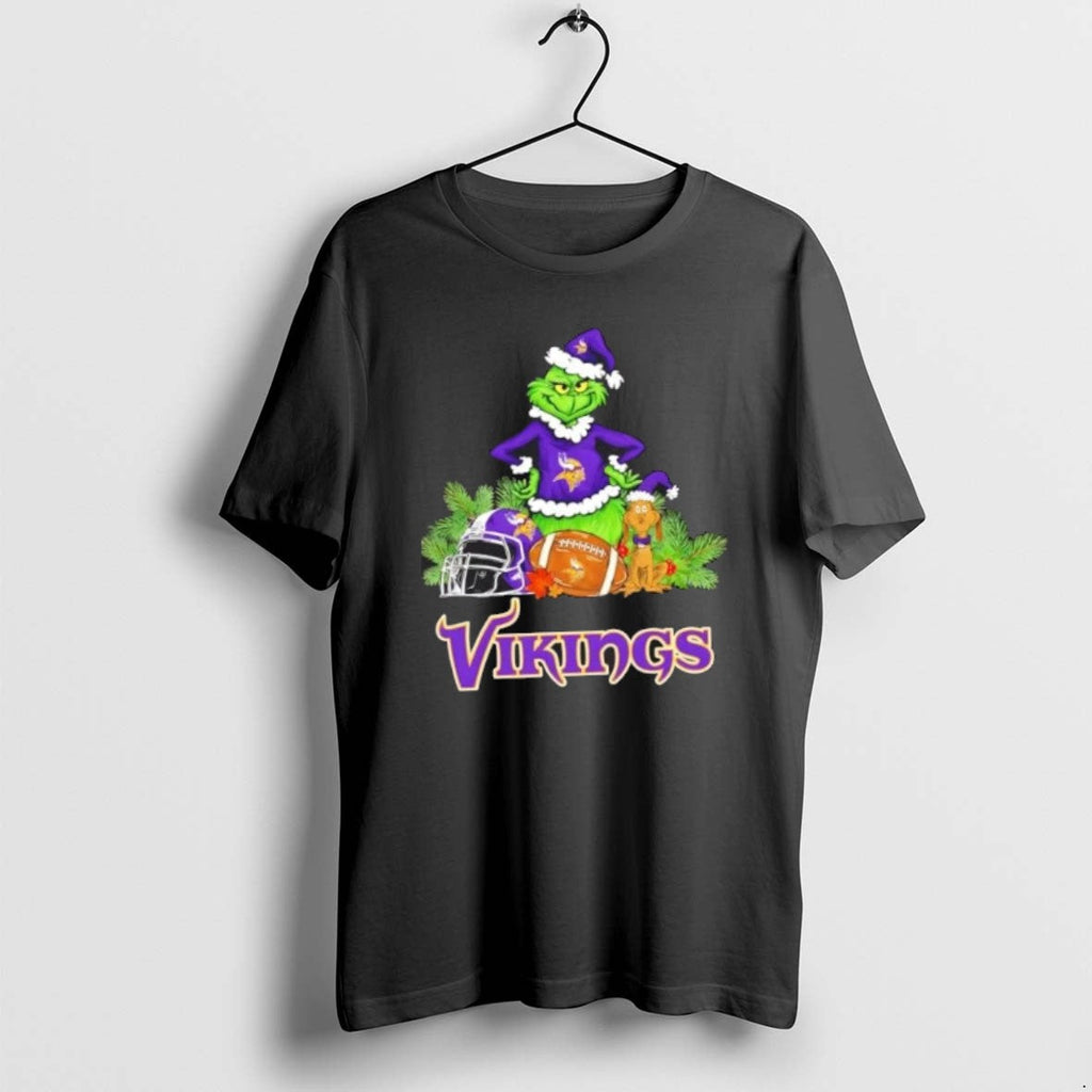 Official Minnesota Vikings Football X Grinch And Max - Adult & Kids T-Shirts, Sweatshirts & Hoodies apparel design preview 1