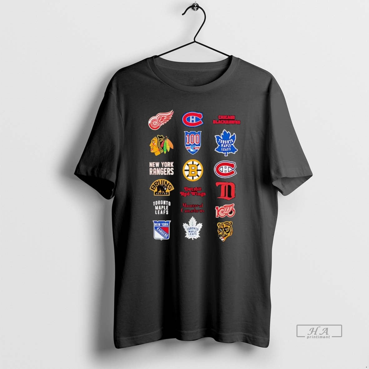 Official Nhl 6 Starter Teams Logo Collage - Adult & Kids T-Shirts, Sweatshirts & Hoodies apparel design preview 1