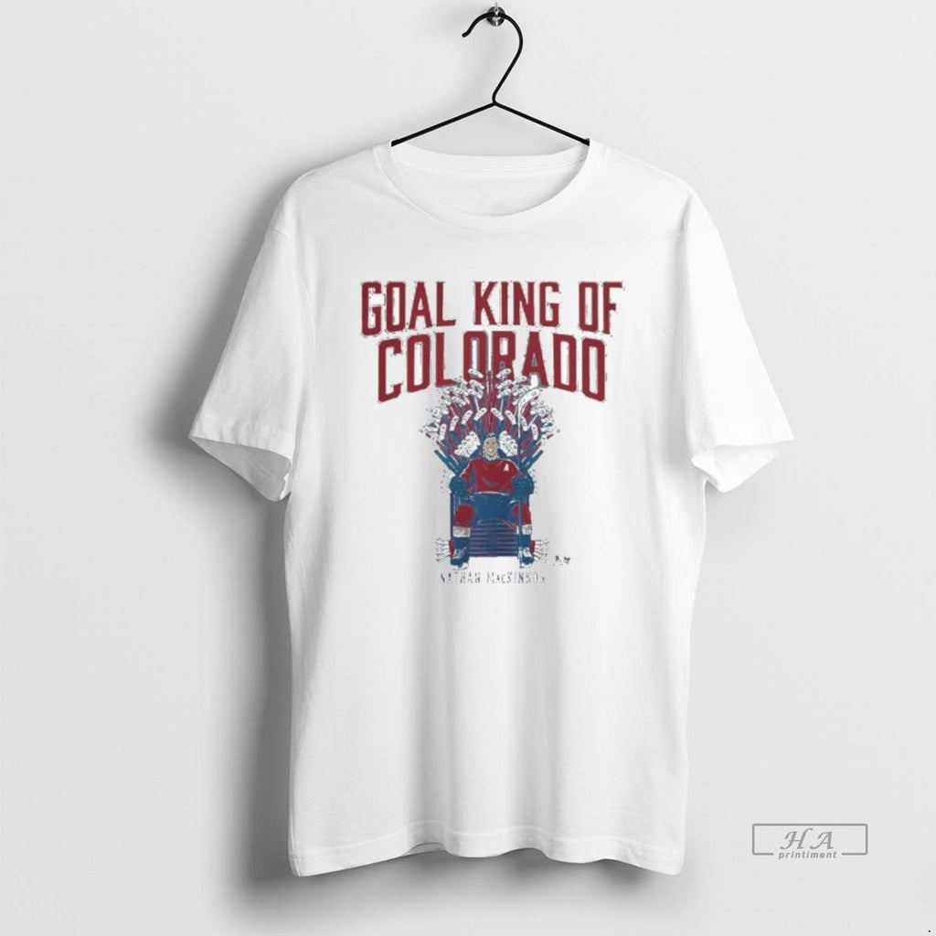 Official Nathan Mackinnon Goal King Of Colorado - Adult & Kids T-Shirts, Sweatshirts & Hoodies apparel design preview 1