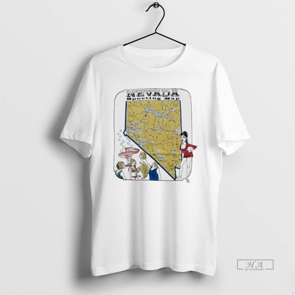 Official Nevada Sporting Map Cartoon Vintage - Adult & Kids T-Shirts, Sweatshirts & Hoodies apparel design preview 1