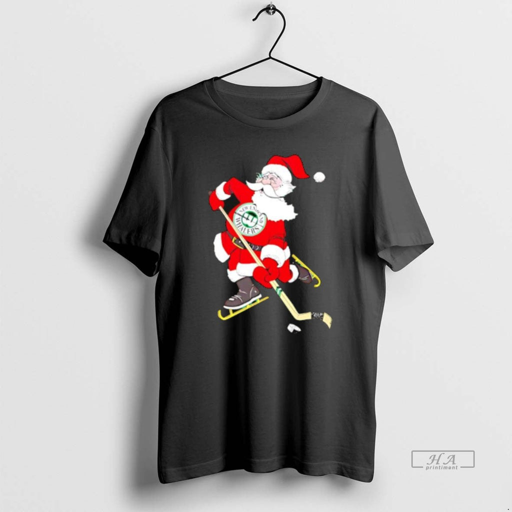 Official New England Whalers Santa Hockey Player - Adult & Kids T-Shirts, Sweatshirts & Hoodies apparel design preview 1