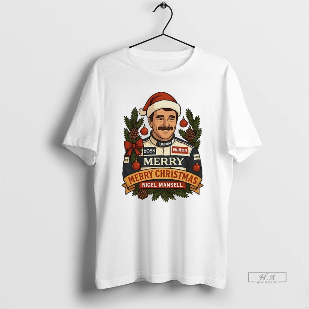 Official Nigel Mansell Merry Christmas - Adult & Kids T-Shirts, Sweatshirts & Hoodies apparel design preview 1