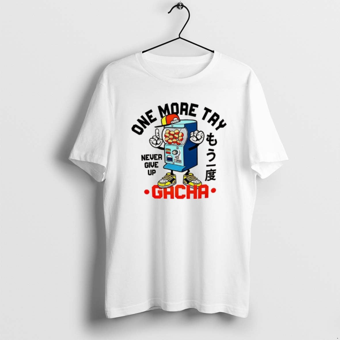 Official One More Try Gacha Never Give Up - Adult & Kids T-Shirts, Sweatshirts & Hoodies apparel design preview 1
