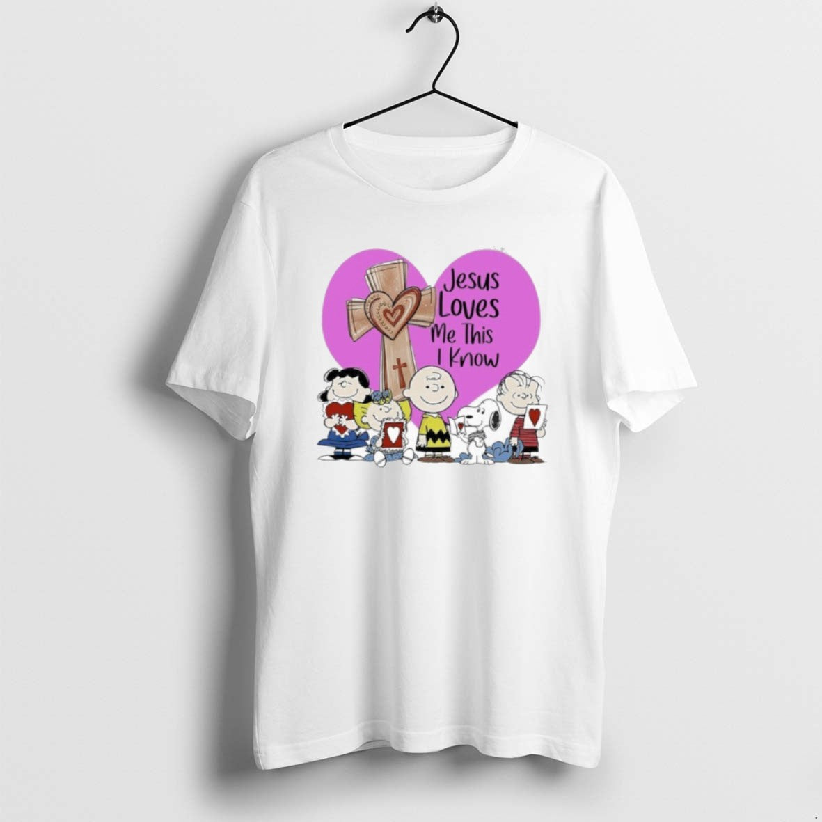 Official Peanuts Jesus Loves Me This I Know Heart - Adult & Kids T-Shirts, Sweatshirts & Hoodies apparel design preview 1