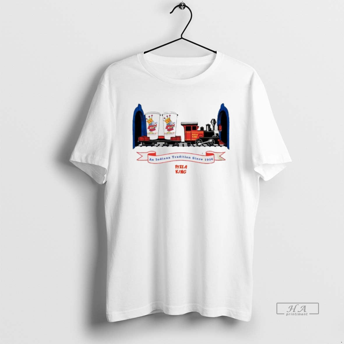 Official Pizza King Train An Indiana Tradition Since - Adult & Kids T-Shirts, Sweatshirts & Hoodies apparel design preview 1