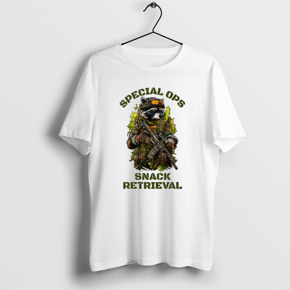 Official Raccoon In Combat Gear Special Ops Snack - Adult & Kids T-Shirts, Sweatshirts & Hoodies apparel design preview 1