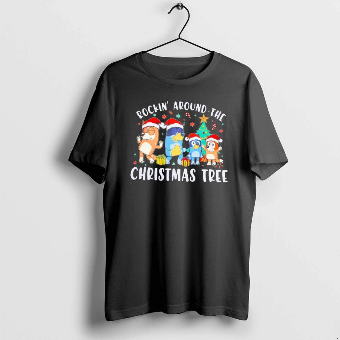 Official Rockin Around The Christmas Tree Bluey And - Adult & Kids T-Shirts, Sweatshirts & Hoodies apparel design preview 1