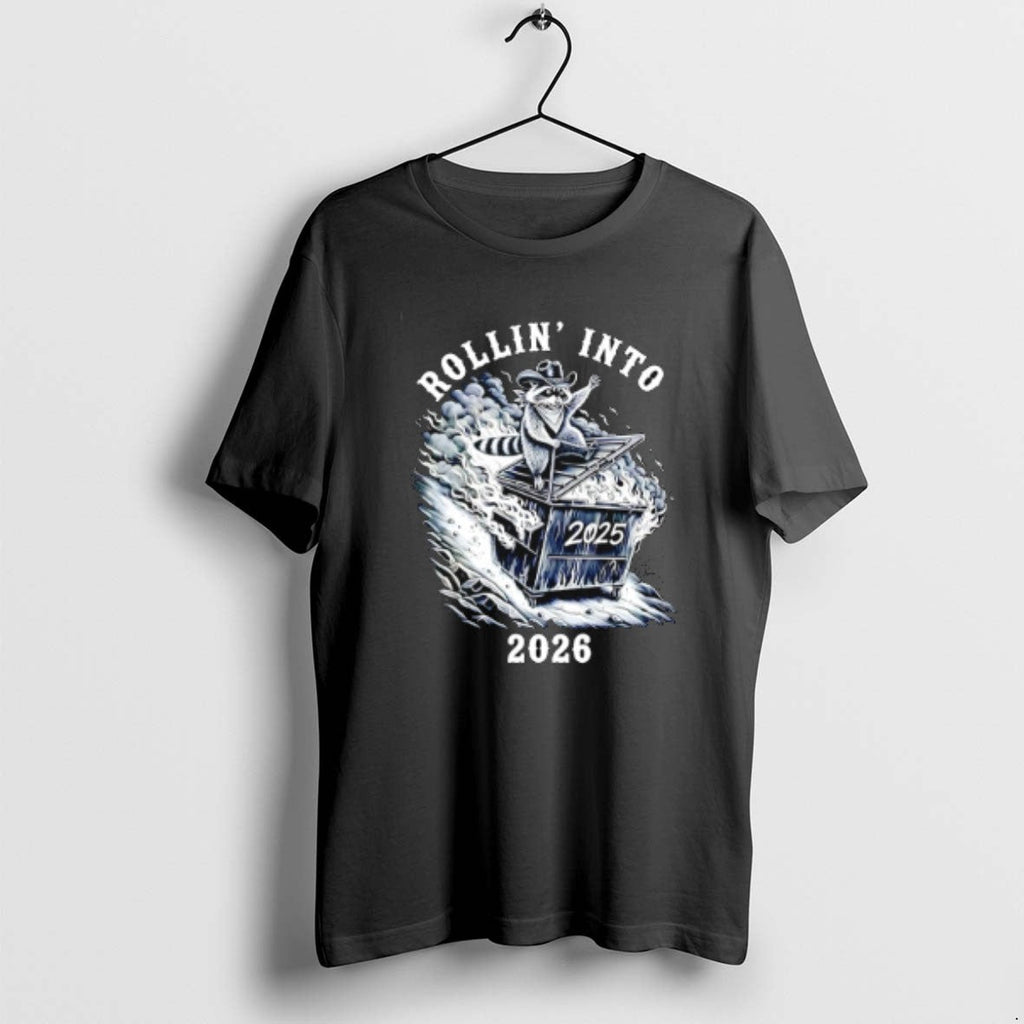 Official Rollin Into 2026 Raccoon Dumpster Fire - Adult & Kids T-Shirts, Sweatshirts & Hoodies apparel design preview 1