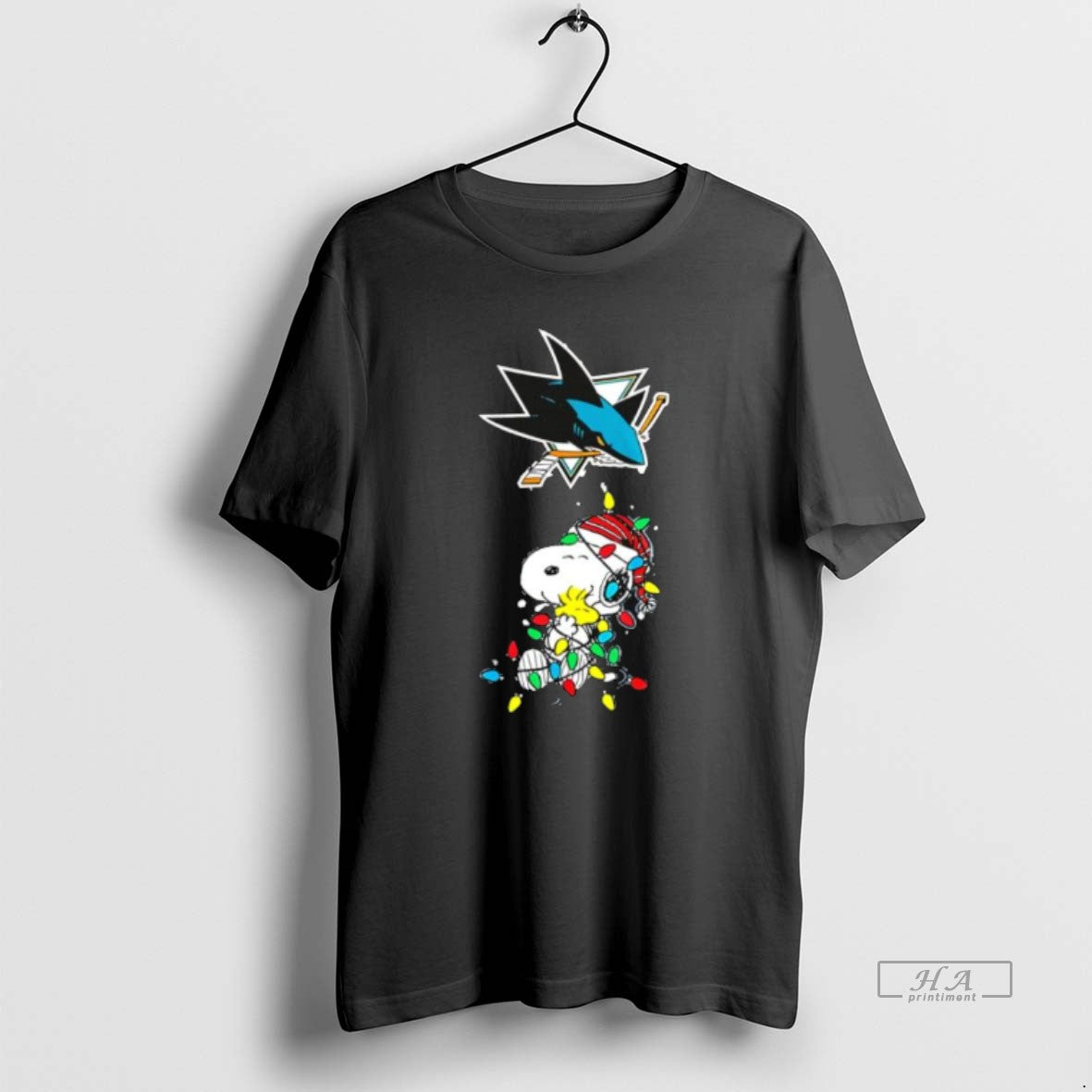 Official San Jose Sharks Peanuts Christmas Night 2025 - Adult & Kids T-Shirts, Sweatshirts & Hoodies apparel design preview 1