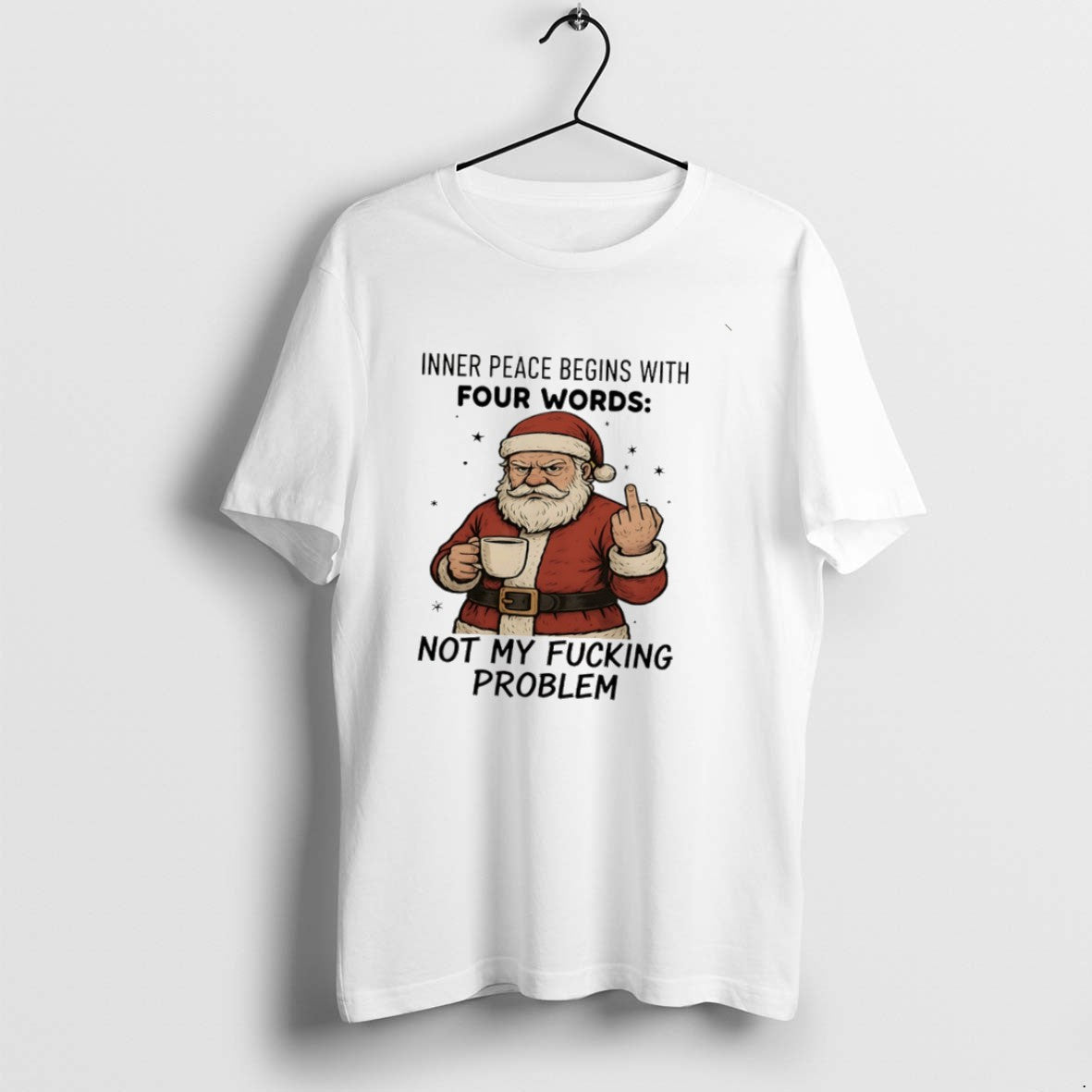 Official Santa Claus Inner Peace Begins With Four - Adult & Kids T-Shirts, Sweatshirts & Hoodies apparel design preview 1