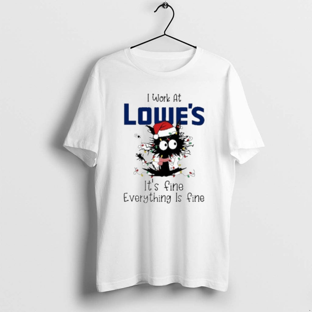 Official Santa Light Cat I Work At Lowes Its Fine - Adult & Kids T-Shirts, Sweatshirts & Hoodies apparel design preview 1