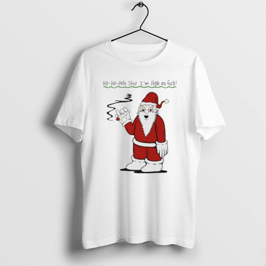 Official Santa Cigar Ho Oho Holy Shit Im High As Fuck - Adult & Kids T-Shirts, Sweatshirts & Hoodies apparel design preview 1