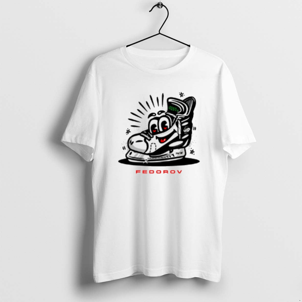 Official Sergei Fedorov Detroit Red Wings Shoe - Adult & Kids T-Shirts, Sweatshirts & Hoodies apparel design preview 1
