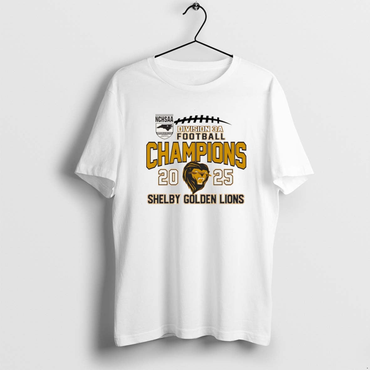 Official Shelby Golden Lions 2025 Nchsaa Division 3a - Adult & Kids T-Shirts, Sweatshirts & Hoodies apparel design preview 1