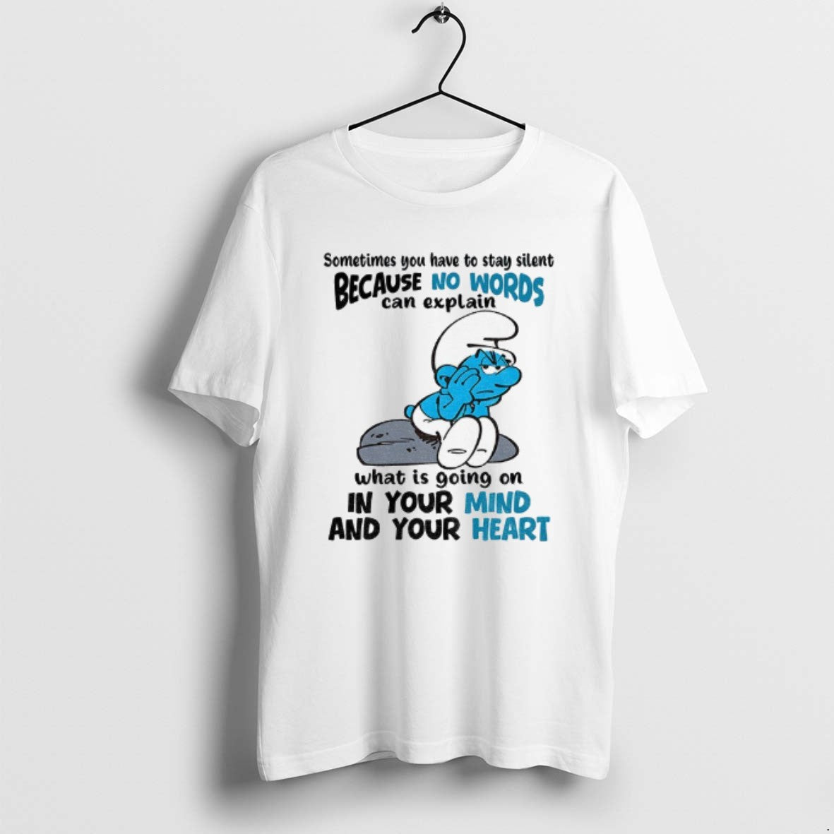 Official Smurf Sometimes You Have To Stay Silent - Adult & Kids T-Shirts, Sweatshirts & Hoodies apparel design preview 1