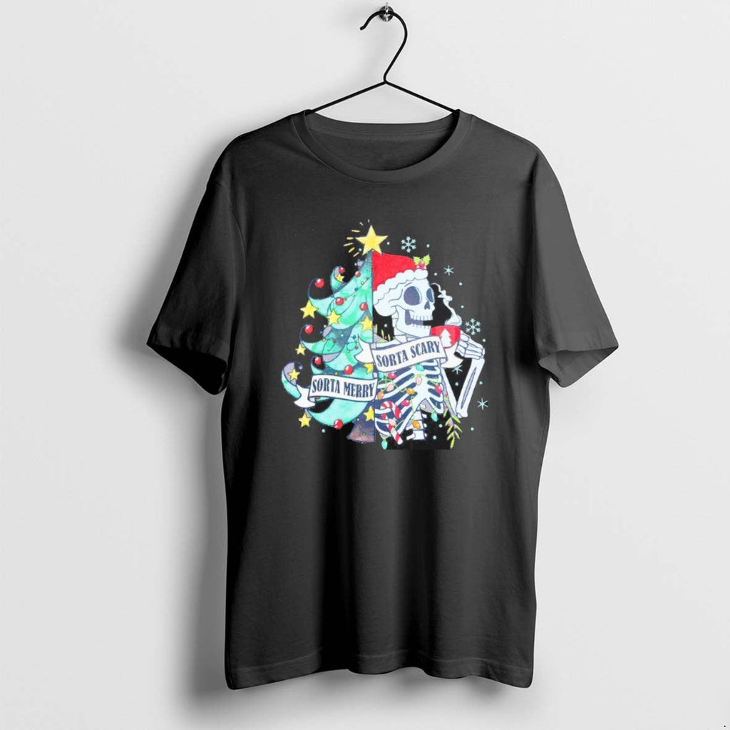 Official Sorta Merry Scary Skeleton Christmas - Adult & Kids T-Shirts, Sweatshirts & Hoodies apparel design preview 1