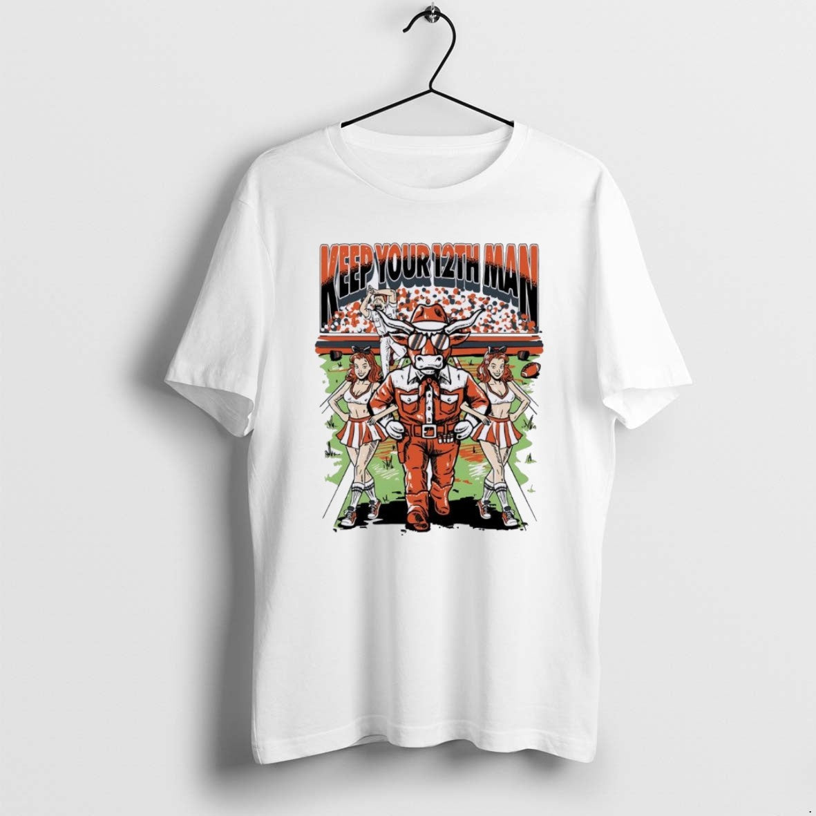 Official Texas Longhorns Keep Your 12th Man Christmas - Adult & Kids T-Shirts, Sweatshirts & Hoodies apparel design preview 1