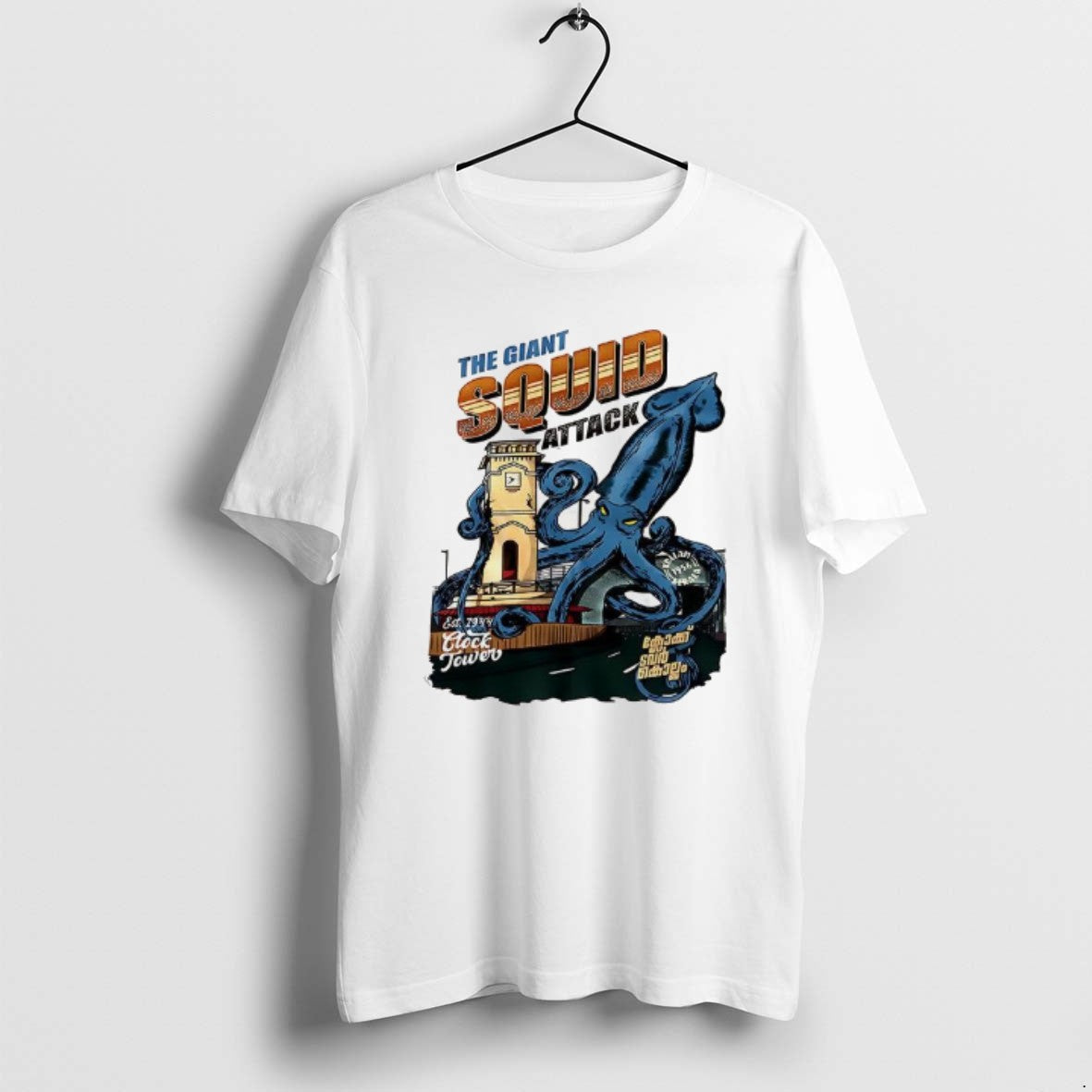 Official The Giant Squid Attack - Adult & Kids T-Shirts, Sweatshirts & Hoodies apparel design preview 1