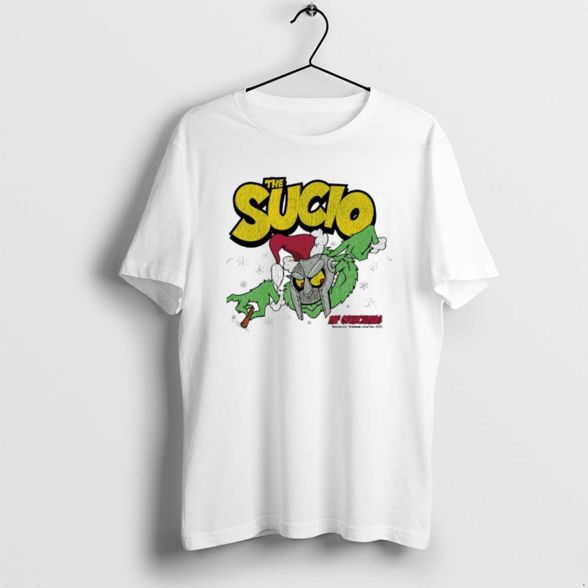 Official The Sucio Grinch X Mf Doom Christmas - Adult & Kids T-Shirts, Sweatshirts & Hoodies apparel design preview 1