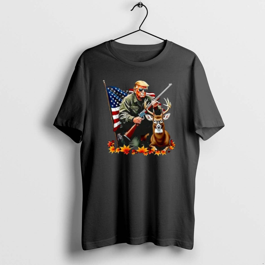 Official Trump Hunting Deer American Flag - Adult & Kids T-Shirts, Sweatshirts & Hoodies apparel design preview 1