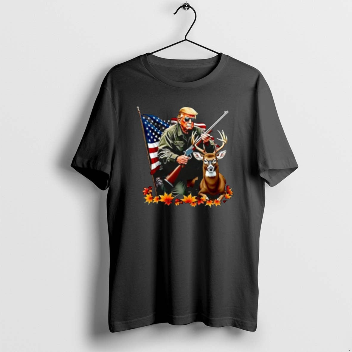 Official Trump Hunting Deer American Flag - Adult & Kids T-Shirts, Sweatshirts & Hoodies apparel design preview 1