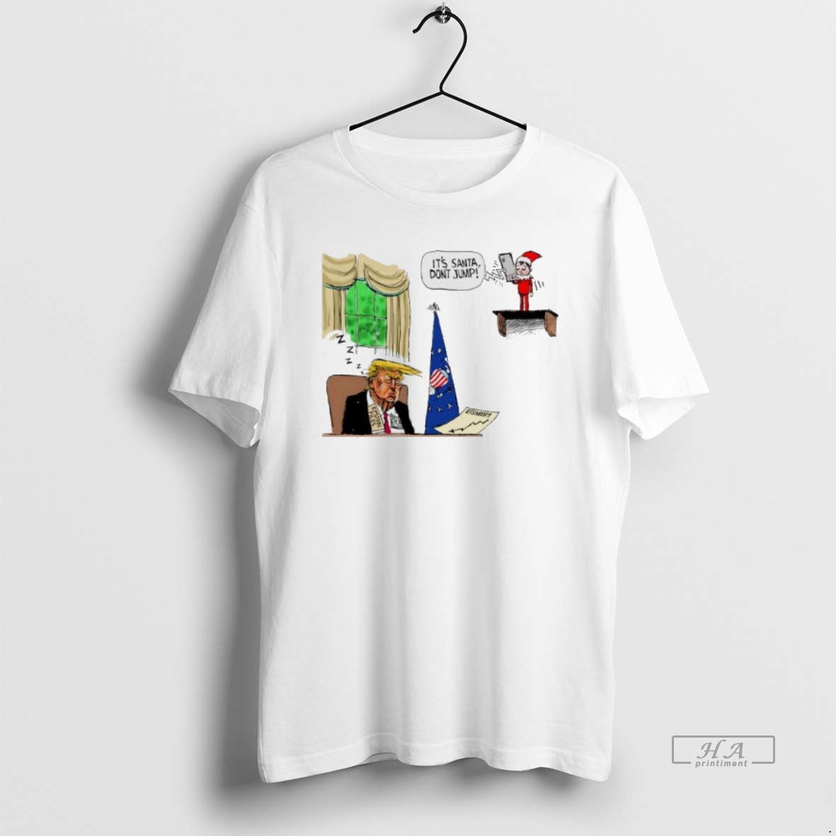 Official Trump Its Santa Dont Jump Economy - Adult & Kids T-Shirts, Sweatshirts & Hoodies apparel design preview 1