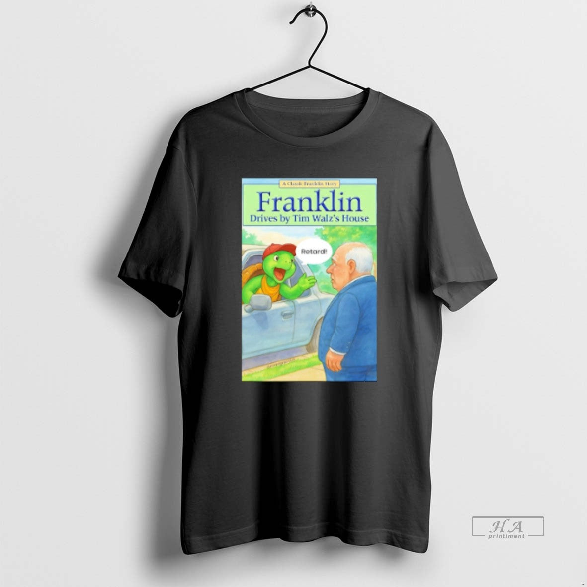 Official Turtle Franklin Drives By Tim Walzs House - Adult & Kids T-Shirts, Sweatshirts & Hoodies apparel design preview 1