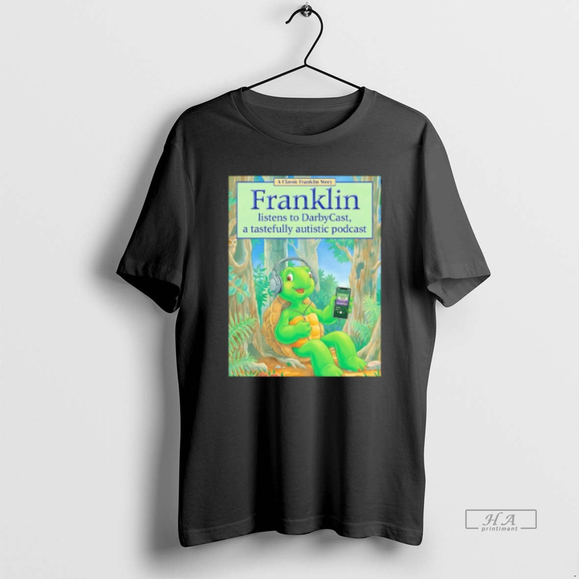 Official Turtle Franklin Listens To Darbycats A - Adult & Kids T-Shirts, Sweatshirts & Hoodies apparel design preview 1