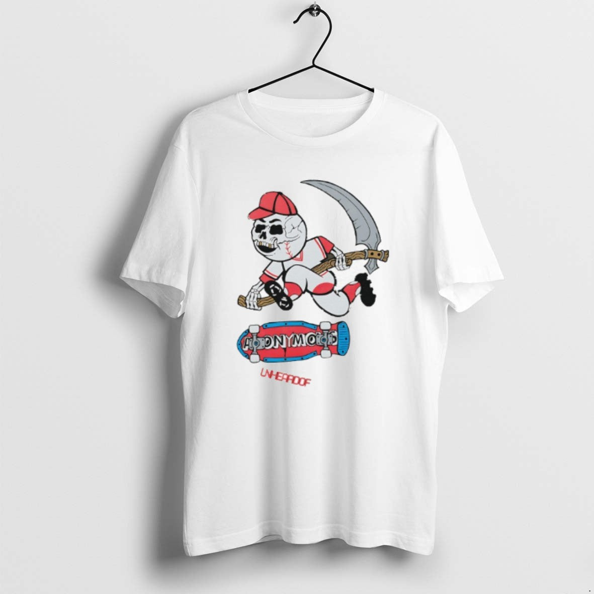 Official Unheardof Reaper Skater Baseball Graphic - Adult & Kids T-Shirts, Sweatshirts & Hoodies apparel design preview 1