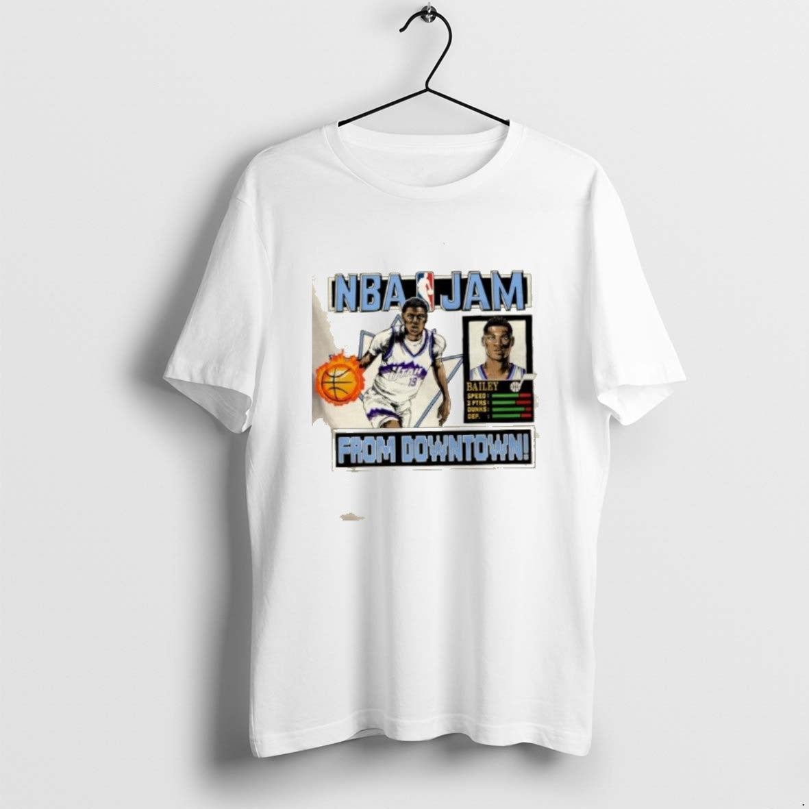Official Utah Jazz Ace Bailey Nba Jam From Downtown - Adult & Kids T-Shirts, Sweatshirts & Hoodies apparel design preview 1