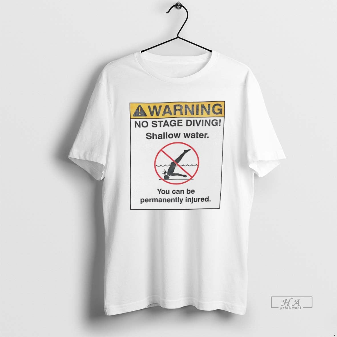 Official Warning No Stage Diving Shallow Water - Adult & Kids T-Shirts, Sweatshirts & Hoodies apparel design preview 1