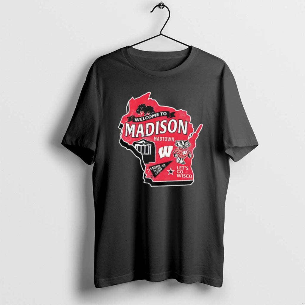 Official Wisconsin Badgers Welcome To Madison Lets Go - Adult & Kids T-Shirts, Sweatshirts & Hoodies apparel design preview 1
