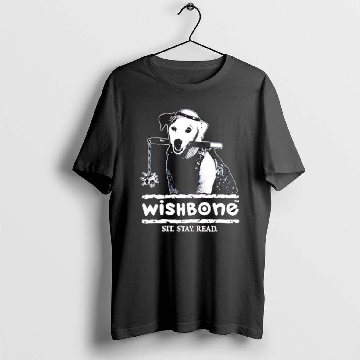 Official Wishbone Sit Stay Read Dog - Adult & Kids T-Shirts, Sweatshirts & Hoodies apparel design preview 1