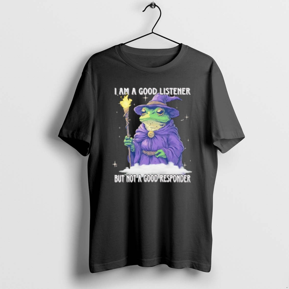 Official Wizard Frog I Am A Good Listener But Not - Adult & Kids T-Shirts, Sweatshirts & Hoodies apparel design preview 1