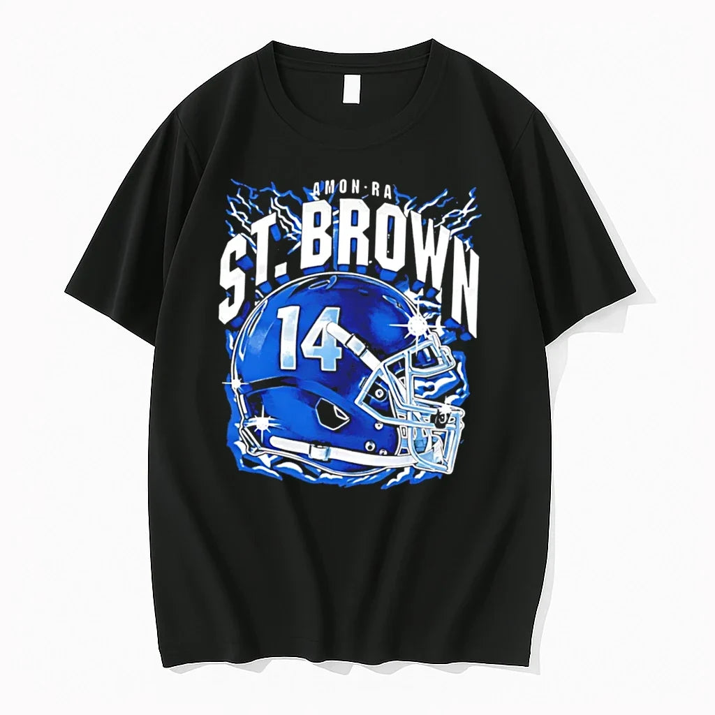 Officials Amon Ra St Brown No 14 Detroit Lions Retro - Adult & Kids T-Shirts, Sweatshirts & Hoodies apparel design preview 1