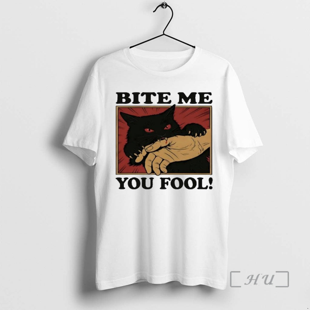Officials Biting Black Cat Bite Me You Fool - Adult & Kids T-Shirts, Sweatshirts & Hoodies apparel design preview 1