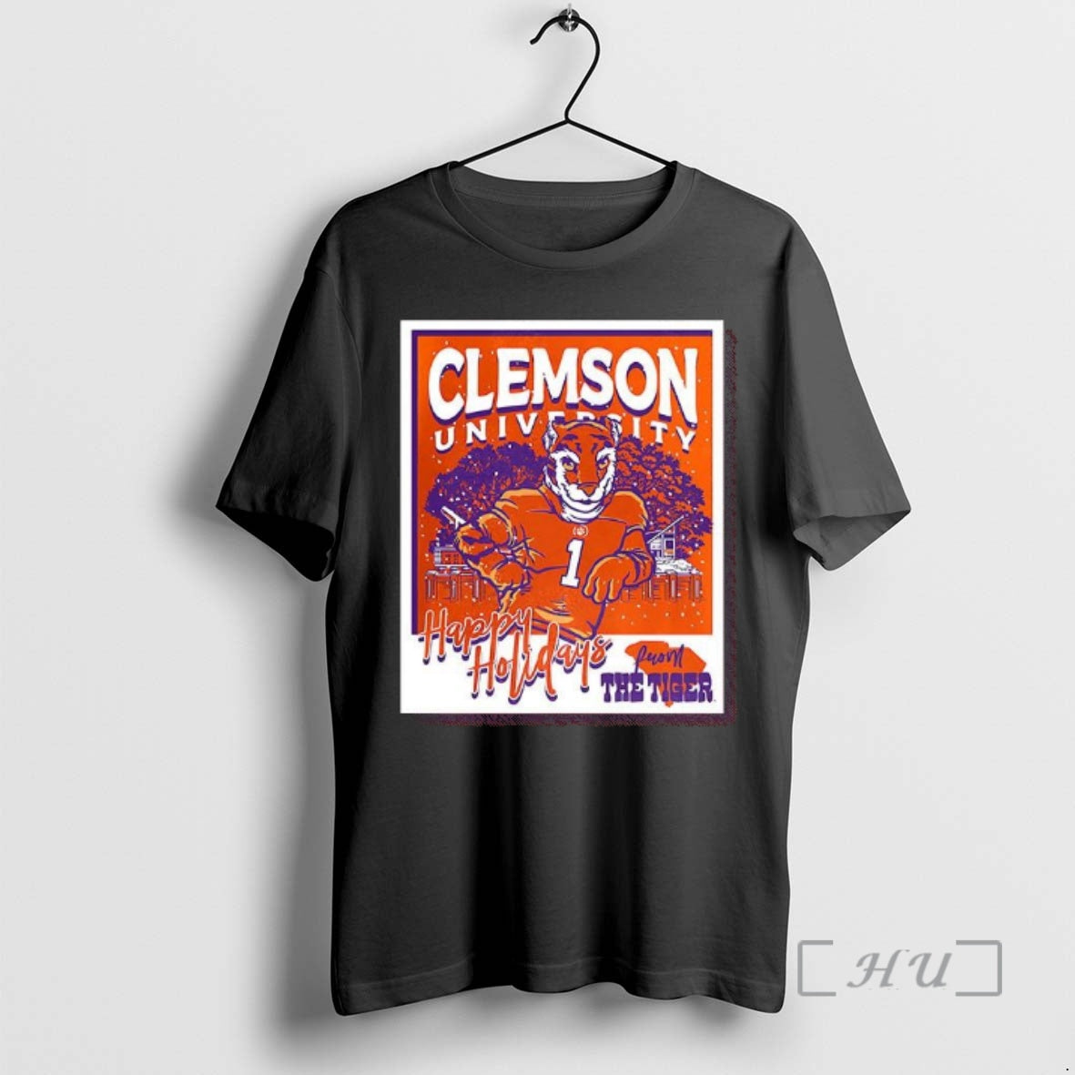 Officials Clemson Tigers University Happy Holidays - Adult & Kids T-Shirts, Sweatshirts & Hoodies apparel design preview 1